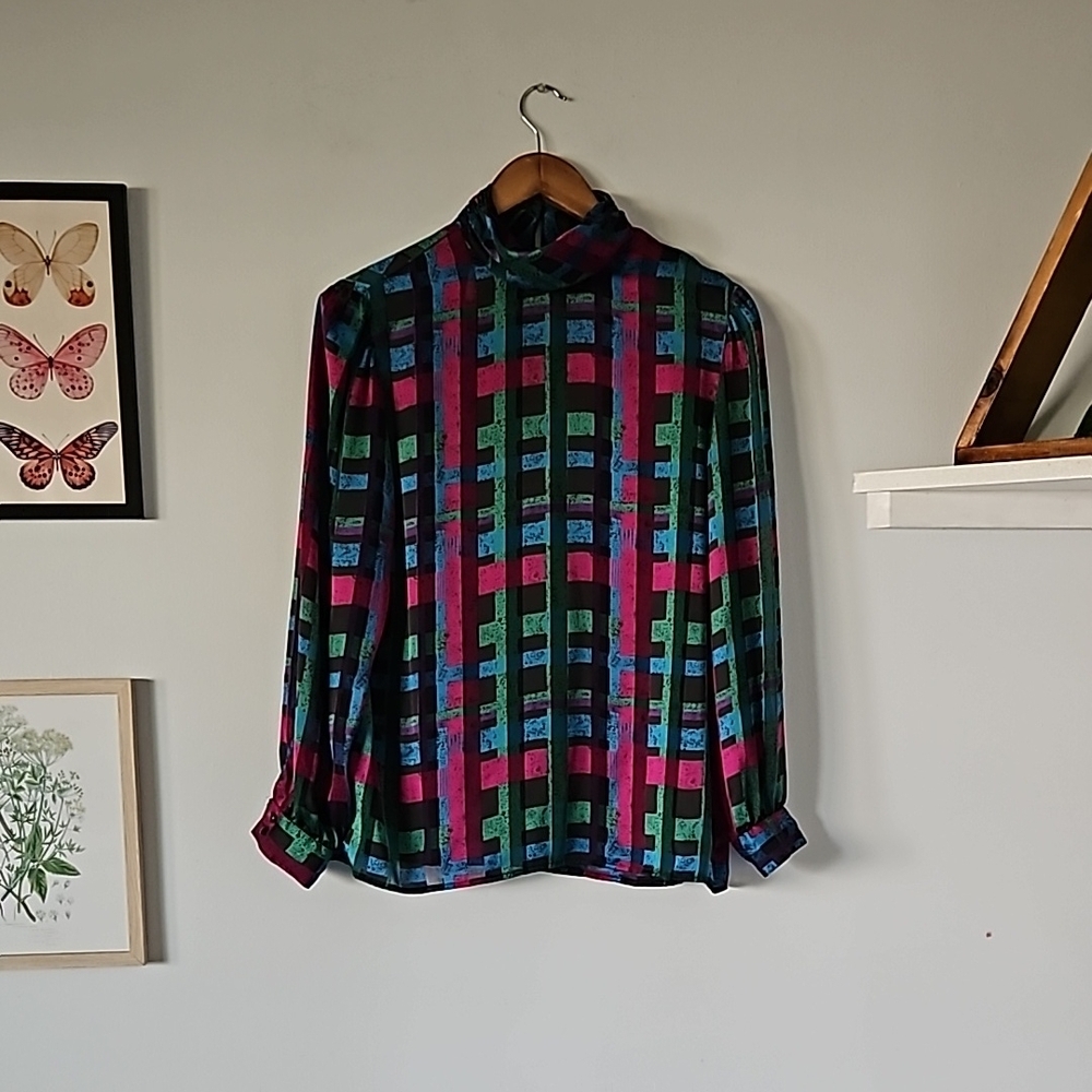 Vintage Multicolor Geometric Blouse